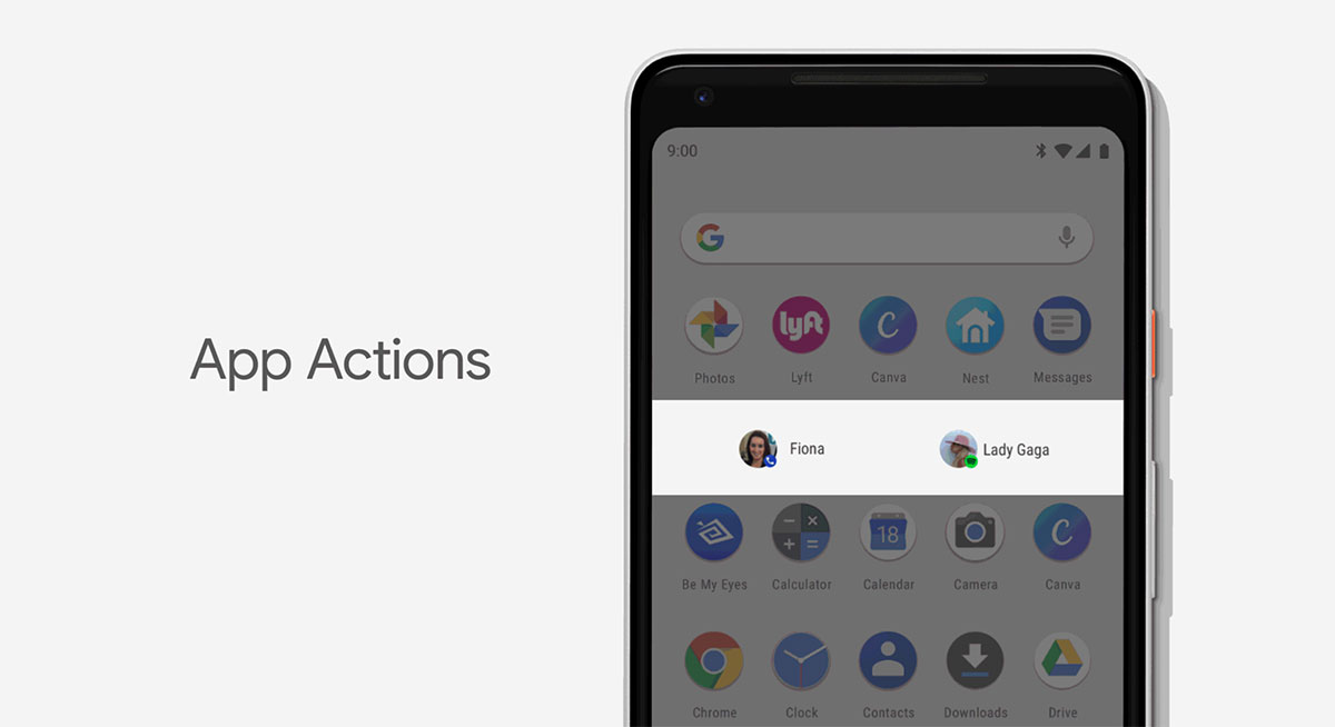 App Actions feature in android p