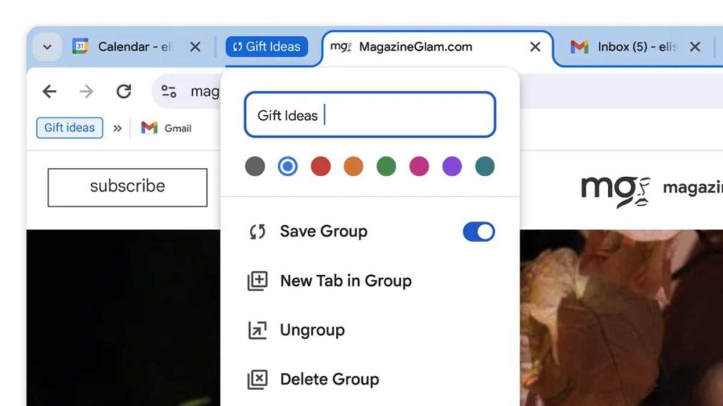 Save tab groups in Chrome